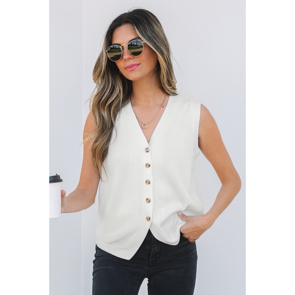 White Button Vest - Picture 2 of 5